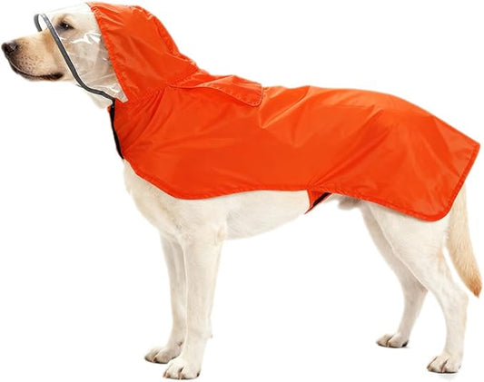 Pet Raincoat Packable Hooded Dog Rain Jacket Reflective Strips Lightweight Adjustable Poncho for Small Medium Large Dogs Orange, XS (Back:11 Inches)