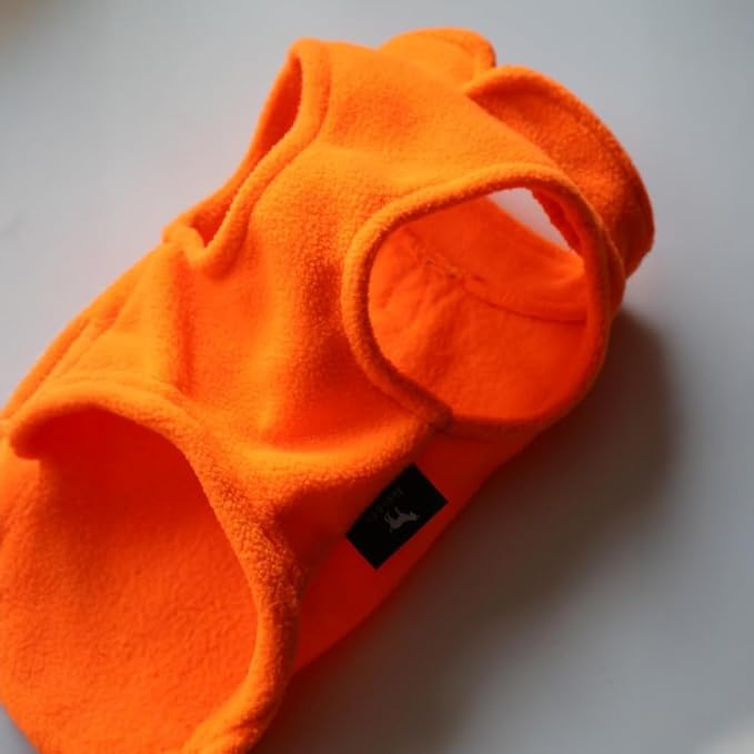 JACKO & CO - Fleece Vest Dog Sweater with Leash Ring - Soft, Warm & Lightweight Pullover Coat for Small & Medium Dogs, Puppies & Cats - Cozy Fall/Winter/Spring Pet Jacket (Pumpkin, Large 10-16lbs)