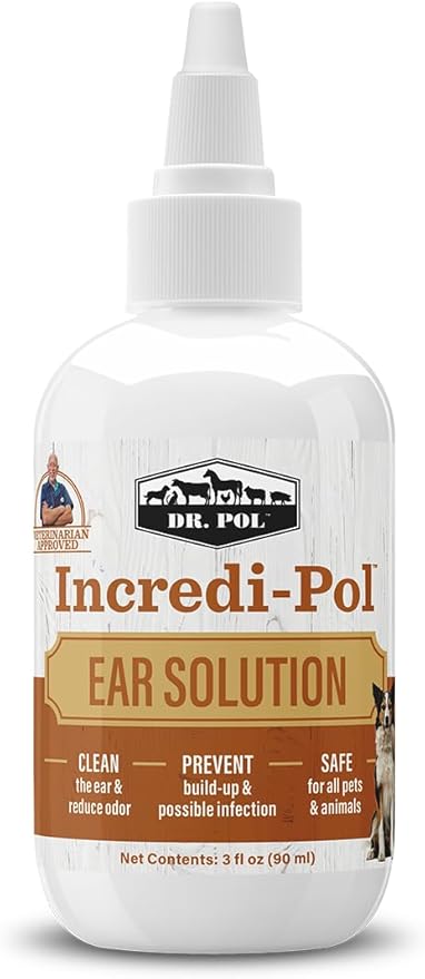 Dr. Pol Incredi-Pol Ear Solution for Dogs, Cats, and All Animals - Safe Ear Rinse for Daily Ear Cleaning and Soothing Relief - 3 Fluid Ounces