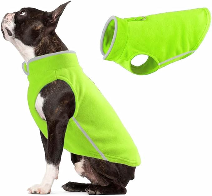 JACKO & CO - Fleece Vest Dog Sweater with Leash Ring - Soft, Warm & Lightweight Pullover Coat for Small & Medium Dogs, Puppies & Cats - Cozy Fall/Winter/Spring Pet Jacket (Lime Green, XS 2-4lbs)