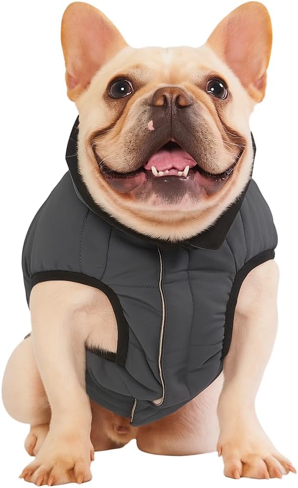 PetWarm Reversible Dog Cold Weather Coats, Waterproof Dog Puffer Vest, Vest for Dogs with Hook-and-Loop Strap, Windproof Outdoor Coat for Winter Walks and Snowy Days, Grey, XS