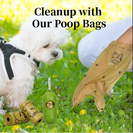 270 Counts Dog Poop Bags Rolls with Dispenser & Leash Clip, Scented Poop Bags for Dogs Waste, Extra Thick & Leak Proof for Poop Doggie Puppy Pet Waste, 9" x 13", Dark Khaki