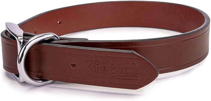 King Buck Leather Dog Collar with D Ring, Leather, Meduim
