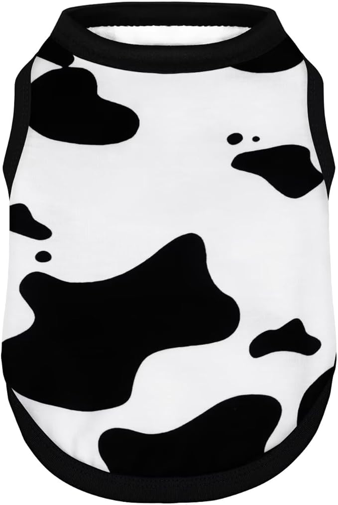 Adorable Cow Print Dog Shirts – Lightweight, Cozy Outfit for Small to Medium Dogs, Soft & Snuggly Pet Wear for Everyday Comfort and Cuteness.Back & S