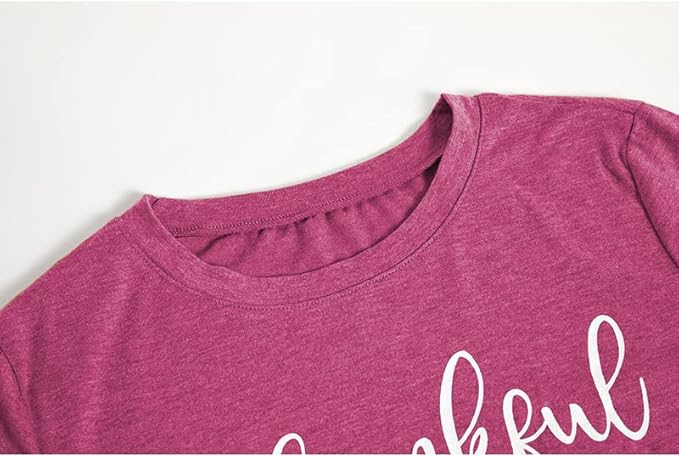 NIUBIA Women's T Shirts Summer Tops Simple Heart Graphic Shirts Sayings Short Sleeve Vacation Casual Blouse Thankful Tee