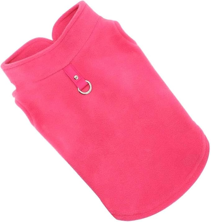 JACKO & CO - Fleece Vest Dog Sweater with Leash Ring - Soft, Warm & Lightweight Pullover Coat for Small & Medium Dogs, Puppies & Cats - Cozy Fall/Winter/Spring Pet Jacket (Pink, Large 10-16lbs)