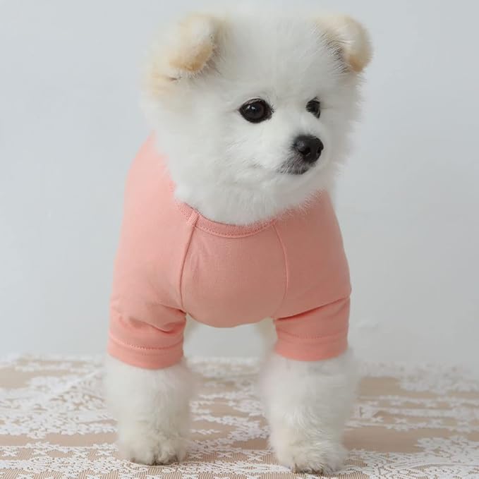 Dog Shirt for Small Dogs Plain T-Shirts Soft Breathable Dog Cotton Shirt pet Clothes (Medium, Peach)