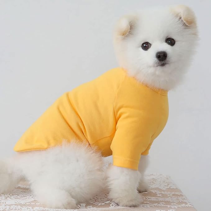 Dog Shirt for Small Dogs Plain T-Shirts Soft Breathable Dog Cotton Shirt pet Clothes (Medium, Yellow)