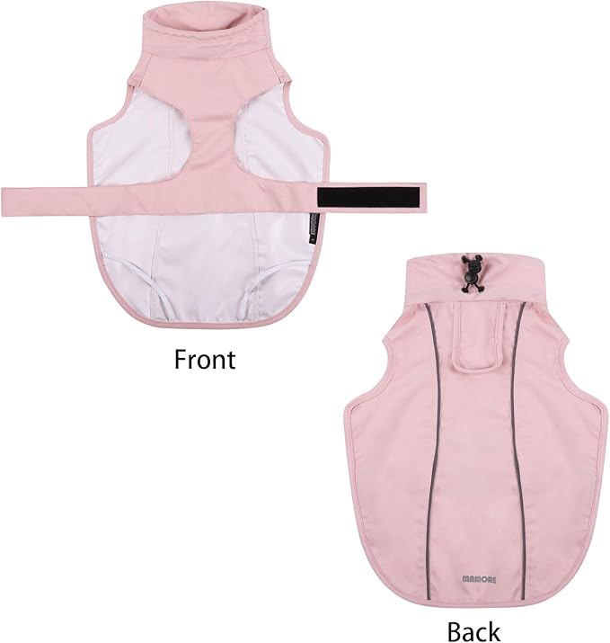 Waterproof Dog Raincoat, Adjustable Lightweight Dog Rain Jacket with Reflective Strip Leash Hole for Small Medium Large Dogs (Pink, Small(9-13lb))