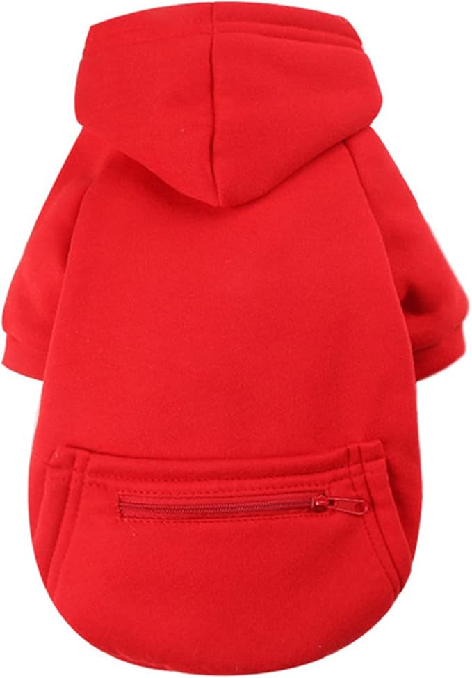 Jecikelon Winter Dog Hoodie Sweatshirts with Pockets Warm Clothes for Small Dogs Chihuahua Coat Puppy Custume Clothing (XX-Small, Y02-Red)