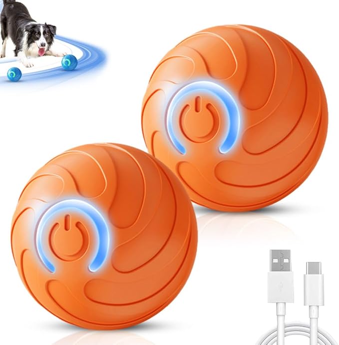 Moving Dog Ball, 2026 New 2Pcs Automatic Vibrating Dog Ball Toy, Smart Bouncing Shaky Balls Toy for Dogs, Interactive Jumping Dogs Balls That Moves on Its Own for Small Dogs (Orange)