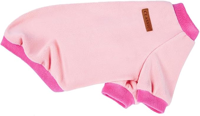 GreenJoy Classic Fleece Dog Sweater – Soft & Warm Stretchy Sweatshirt for Small Dogs & Cats, Cold-Weather Pullover for Everyday Wear (Light Pink, Large)