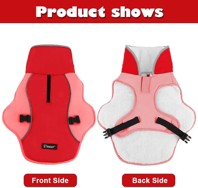 EMUST Dog Jacket Winter, Cozy Windproof Dog Jacket for Cold Weather, Solid Color Pet Vests for Winter for Medium Dogs, New Orange, M