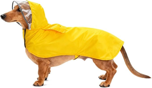 Pet Raincoat Packable Hooded Dog Rain Jacket Reflective Strips Lightweight Adjustable Poncho for Small Medium Large Dogs Yellow XXL