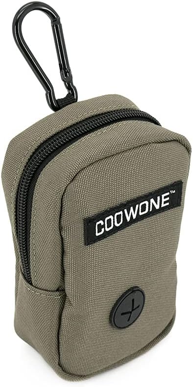 COOWONE Dog Treat Pouch for Training, Portable Dog Walking Bag Built in Poop Dispenser, Pocket Sized Pet Pouches, Doggie Puppy Snack Rewards Bag,Treat Carrier Holder with Clip (Army Green)