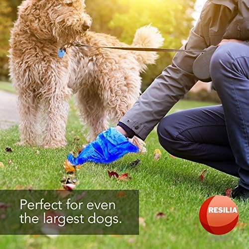 Resilia Commercial Grade Dog Poop Bags - Heavy Duty Pet Waste Removal Bag For Dogs, Cats, and Other Animals, Unscented, Blue, 8.5" W x 14" L, 1 Mil, 0.001 Inch, 800 bags, 4 Rolls of 200 Bags