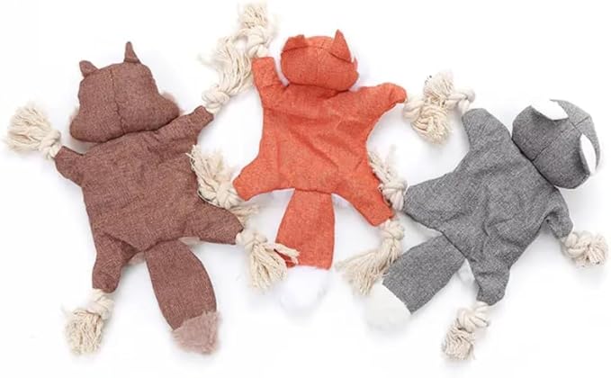Furry Forest Friends Dog Toy Set - Squirrel, Fox, Raccoon, 3-Pack