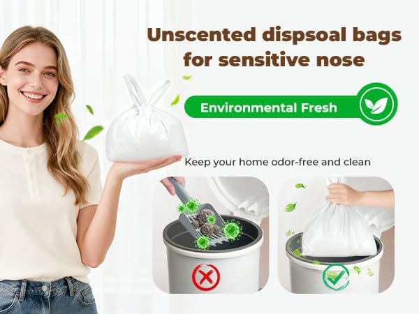 Odor-Sealing Dog Poop Bags with Handles, 160-Count Large Capacity (5L) Pet Waste Bag, Unscented Poop Bags for Dogs or Cat Litter, Conceals Smell & Mess(White)