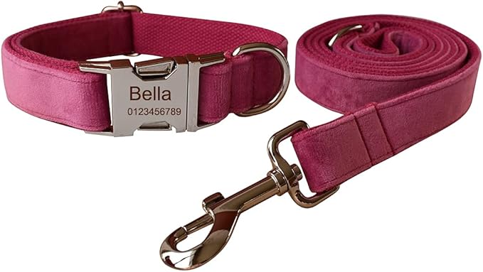 Dog Collar Custom Personalized Engraved Name and Phone Number for Puppy Small Medium Large Pets (S, Rose)