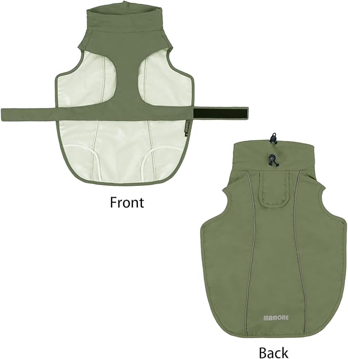 Waterproof Dog Raincoat, Adjustable Lightweight Dog Rain Jacket with Reflective Strip Leash Hole for Small Medium Large Dogs (Green, X-Large(37-55lb))