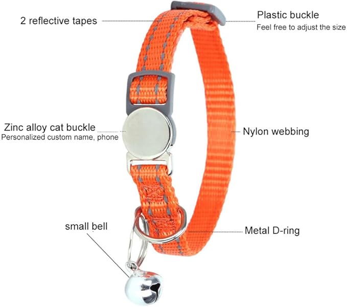 Purple Dog Breakaway Collar with Bell, Soft Nylon Break Away Reflective Cat Collars with Bell for Xs Small Female Puppy Girls Dogs Kitten, Neck 7-11 Inch
