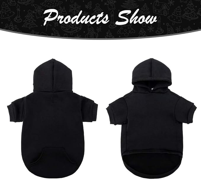 KOOLTAIL Basic Dog Hoodie - Soft and Warm Dog Hoodie Sweater with Leash Hole and Pocket, Dog Winter Coat, Cold Weather Clothes Sweatshirt for Small Medium Large Dogs Puppy Cat Boys Girls Black S