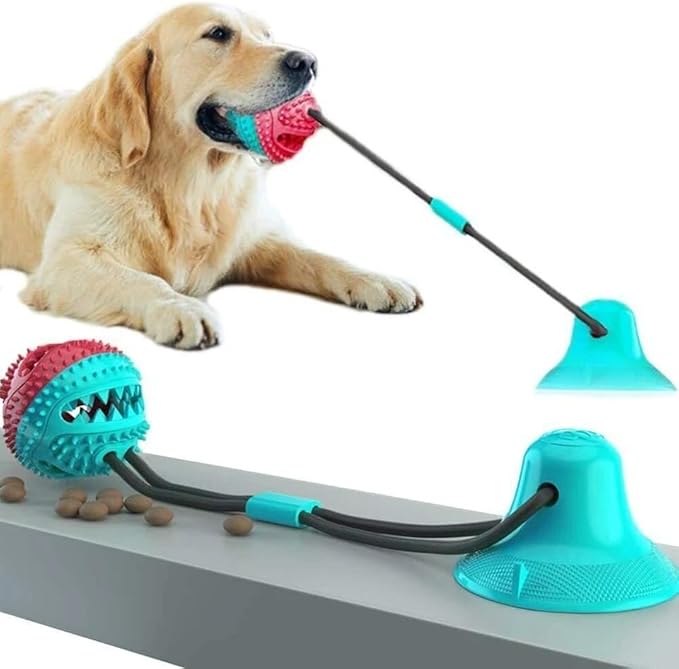 Dog Chew Toy for Aggressive Chewers, Suction Cup Interactive Tug Toy for Dogs, Durable TPR Teeth Cleaning Toy, Puppy Dental Care Toy for Training, Anxiety Relief & Boredom