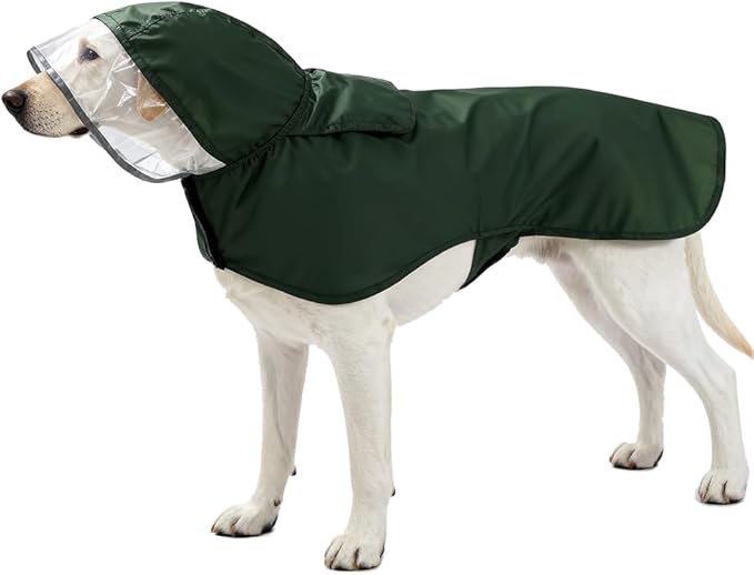 Pet Raincoat Packable Hooded Dog Rain Jacket Reflective Strips Lightweight Adjustable Poncho for Small Medium Large Dogs Army Green XXXL