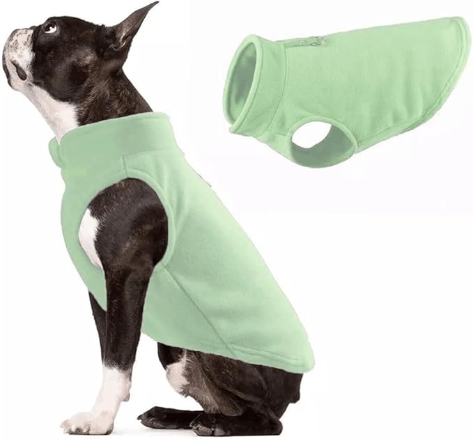 JACKO & CO - Fleece Vest Dog Sweater with Leash Ring - Soft, Warm & Lightweight Pullover Coat for Small & Medium Dogs, Puppies & Cats - Cozy Fall/Winter/Spring Pet Jacket (Mint Green, Small 4-6lbs)