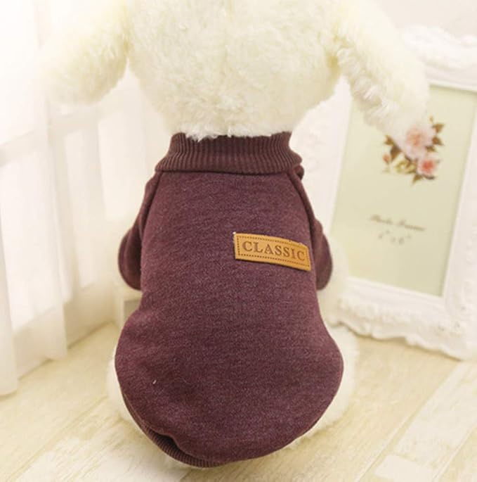 Idepet Pet Dog Classic Knitwear Sweater Fleece Dog Coat Soft Thickening Warm Pup Dogs Shirt Winter Pet Dog Cat Clothes Puppy Customes Clothing for Small Dogs (XS, Brown)