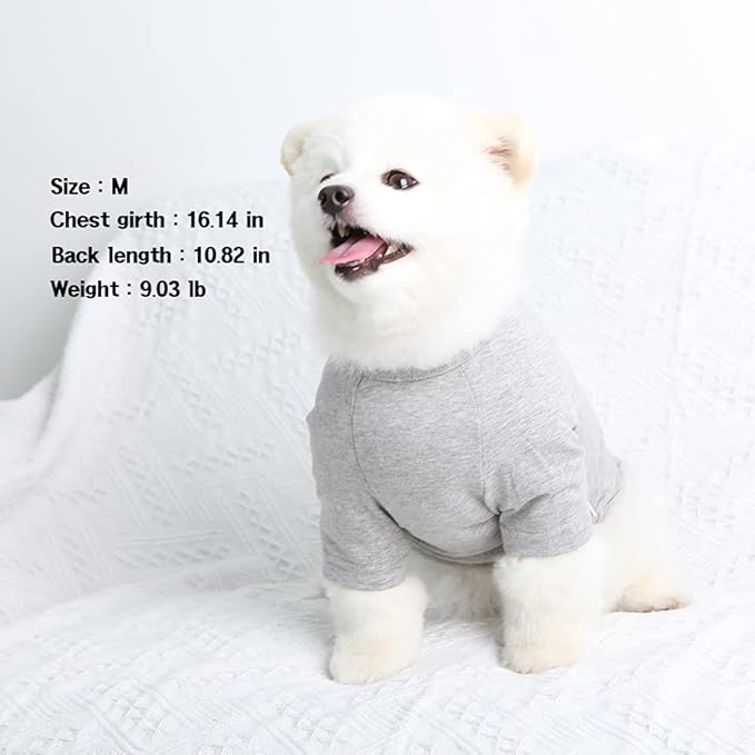 Dog Shirt for Small Dogs Plain T-Shirts Soft Breathable Dog Cotton Shirt pet Clothes (Large, Gray)