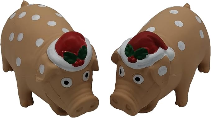 2 Pack Christmas Pig Dog Toys for Interactive Dogs Latex Squeaky Santa Toy Pet Gift for Medium Large Dogs