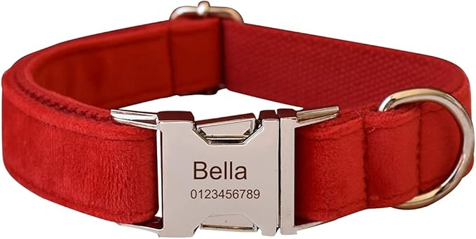 Dog Collar Custom Personalized Engraved Name and Phone Number for Puppy Small Medium Large Pets (L, Red)