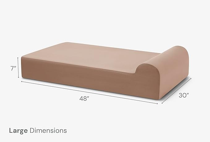 Barker Beds Large Orthopedic Dog Bed for Large Dogs - 7" Thick Comfortable Memory Foam Mattress with Washable Microsuede Cover - Durable XL Pet Bed with Headrest - Made in USA (Khaki)