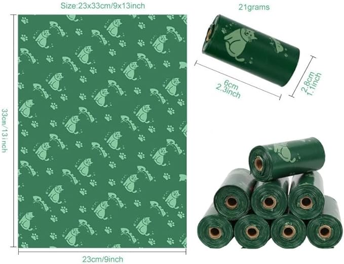 Dog Poop Bags with Dispenser, 540 Bags, 36 Rolls, Green