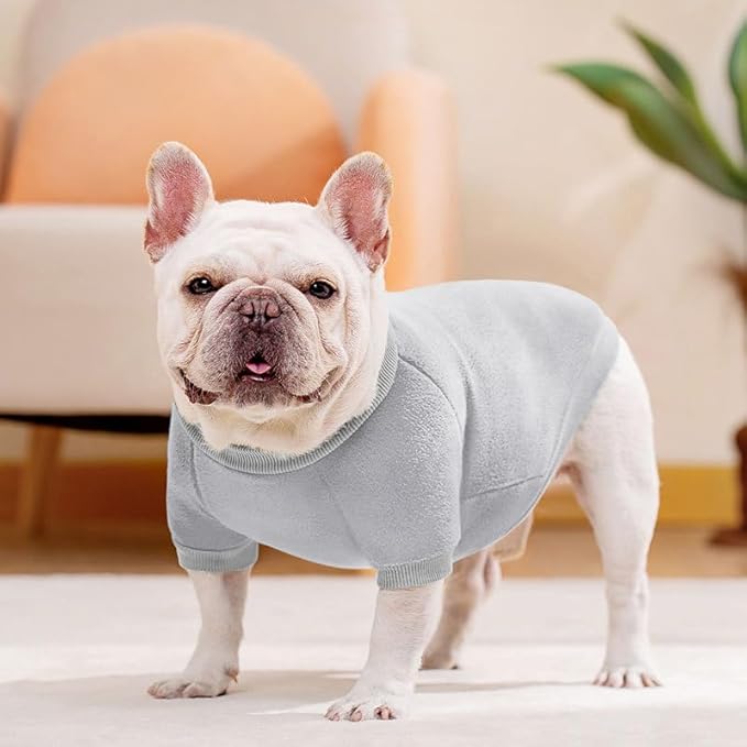 Idepet Dog Fleece Sweater - Soft Puppy Sweater & Cat Apparel - Warm Winter Shirt (Grey, Small)