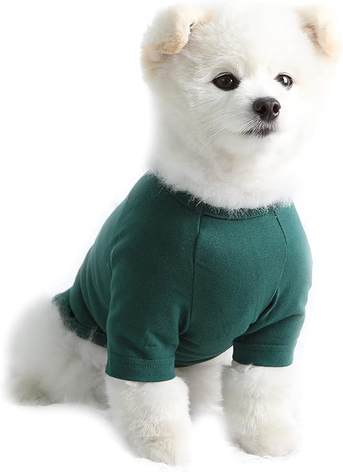 Dog Shirt for Small Dogs Plain T-Shirts Soft Breathable Dog Cotton Shirt pet Clothes (Large, Green)