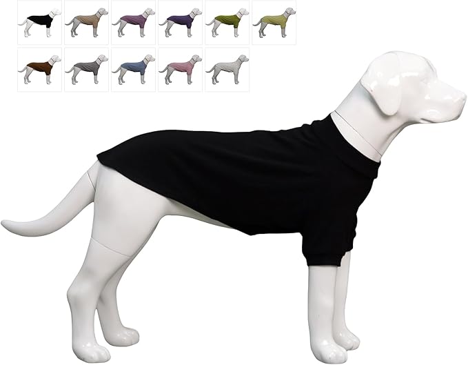 Lovelonglong Ribbed Dog T-Shirt Cotton Knitted Dog Sweaters for All Season Pet T-Shirts for Large Medium Small Dogs Black S