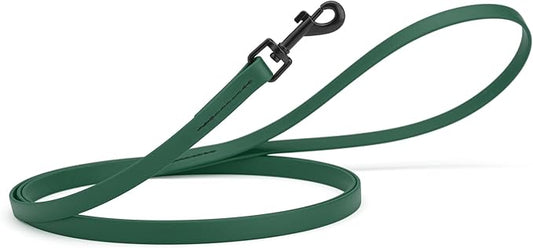 Dogline Biothane Waterproof Dog Leash Strong Coated Nylon Webbing with Black Hardware Odor-Proof Easy to Clean High Performance for Small or Large Dogs Made in USA 4 or 6 ft Lead, Hunter Green
