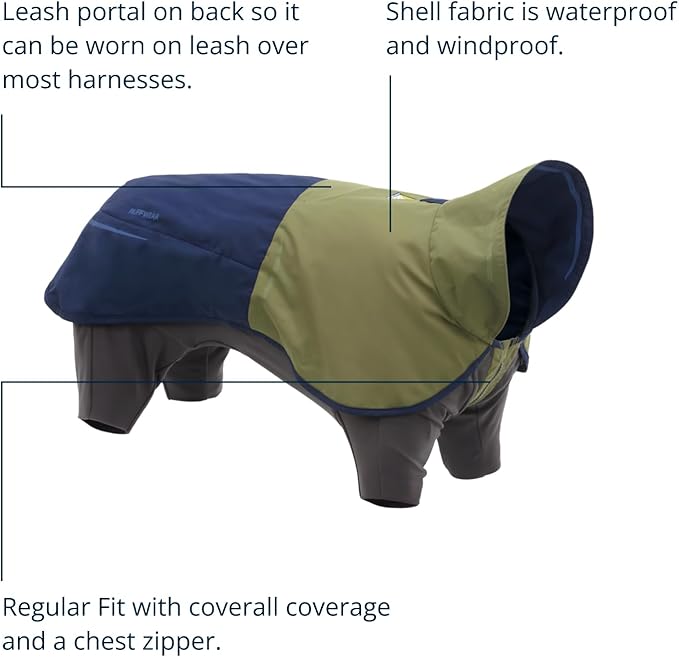 Ruffwear, Sun Shower Dog Raincoat Coverall, Waterproof & Windproof All-Weather Jacket with Full Coverage & Leg Straps, Lightweight & Reflective Dog Gear, Midnight Blue, Small