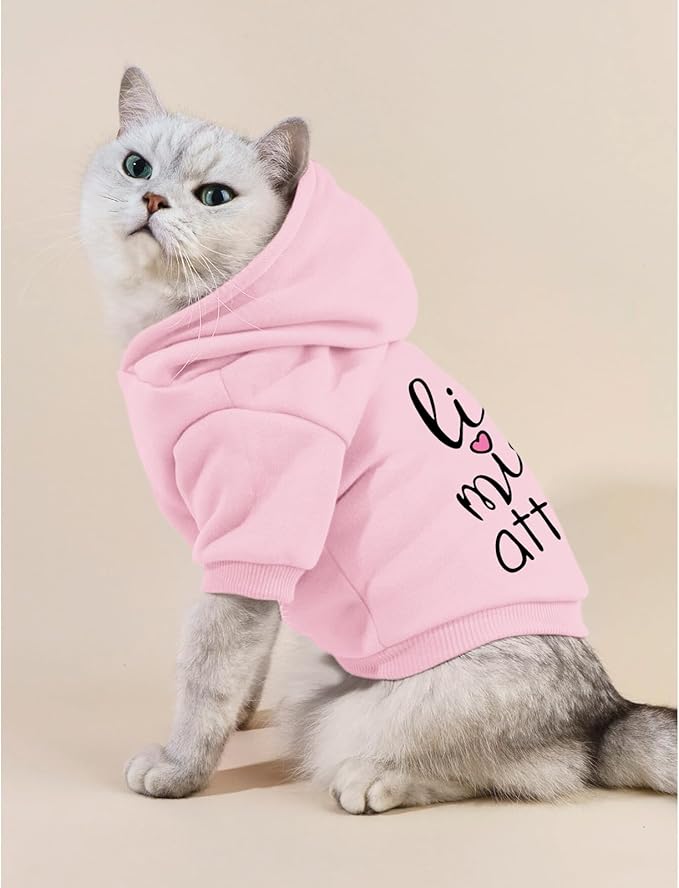 Cat Hoodies for Cats Puppy Pet Clothes Cat Apparel Little Miss Attitude Print Dog Hoodie for Small Medium Dogs Outfits for Kittens(Pink,L)