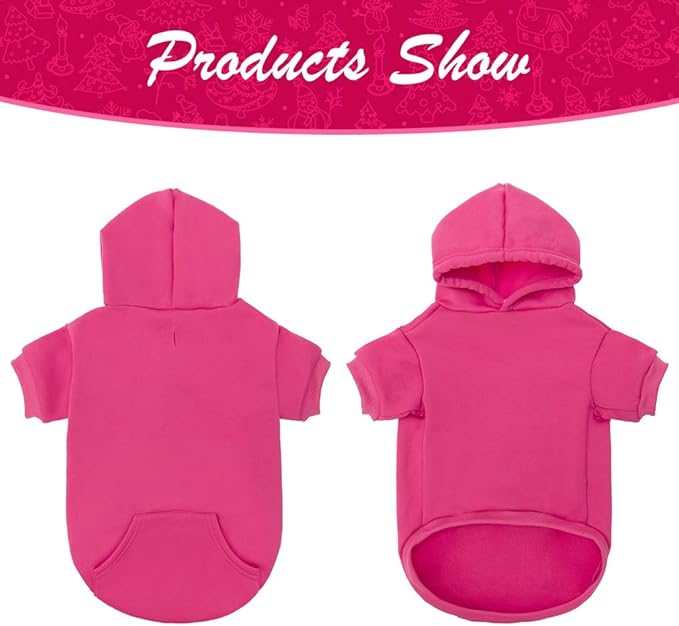 KOOLTAIL Basic Dog Hoodie - Soft & Warm Dog Hoodie Sweater with Leash Hole and Pocket, Dog Winter Coat, Cold Weather Clothes Sweatshirt for Small Medium Large Dogs Puppy Cat Boys Girls Deep Pink S