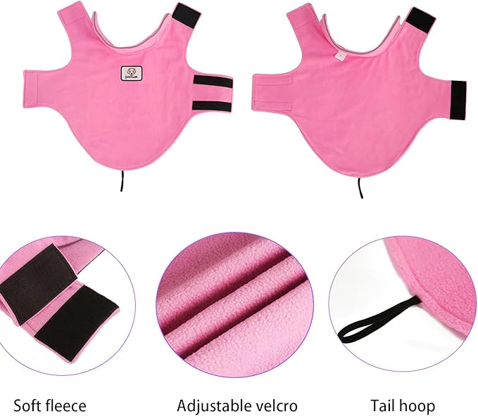 Fleece Dog Coat Winter Pet Jacket Reflective for Cold Weather for Large Medium Small Dogs(Pink,S)