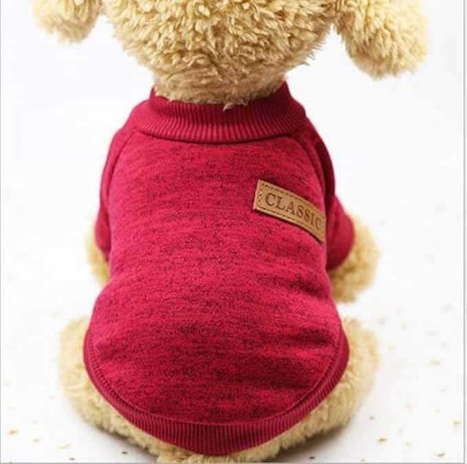 Idepet Pet Dog Classic Knitwear Sweater, Soft Fleece Coat for Small,Medium Dogs,Warm Pet Dog Cat Clothes,Soft Puppy Customes (XXL, WineRed)