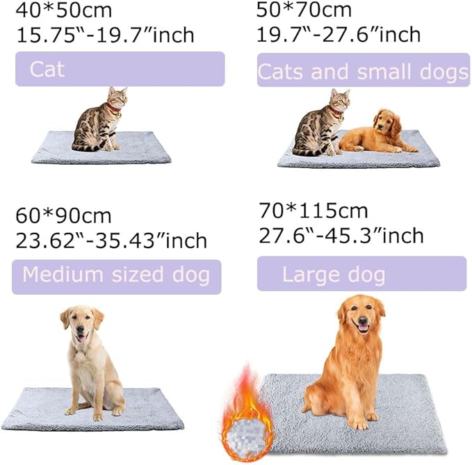 heated cat bed Self Warming Cat Bed Self Heating Cat Dog Mat Advanced Extra Warm Thermal Pet Pad for Indoor Outdoor Pets with Removable Cover Non-Slip Bottom Washable Non Electric Brown19.7*27.5inch