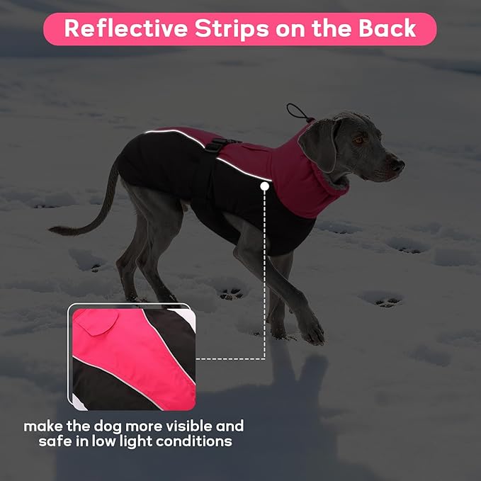 IDOMIK Dog Winter Coat, Reflective Waterproof Dog Jacket for Cold Weather, Warm Pet Coats for Small Medium Large Dogs, High Collar Doggy Fleece Snow Jacket, Winter Vest with Adjustable Buckle,3XL