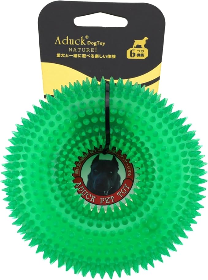 ADUCK Dog Squeaky Chew Toys for Aggressive Chewers, Small Medium Large Dogs Teeth Cleaning Soft Natural Rubber Float Toy for Indoor Outdoor Water Pool, Donut Ring Design 4.92 inch, Crystal Green