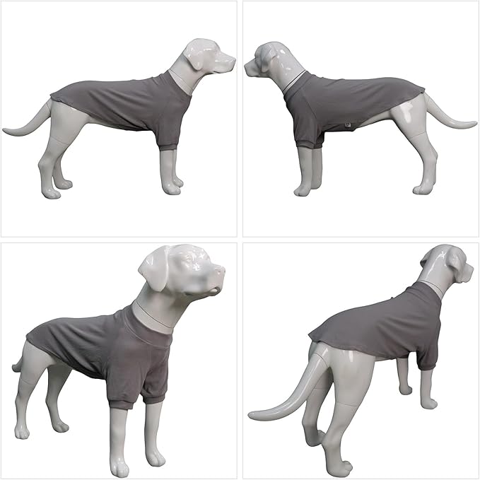Lovelonglong Ribbed Dog T-Shirt Cotton Knitted Dog Sweaters for All Season Pet T-Shirts for Large Medium Small Dogs Dark Gray XS