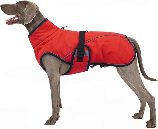 Warm Dog Coat for Winter,Waterproof Jacket with Zipper,Detachable Dog Coat with Adjustable Buckle,Comfortable Jacket for Dogs in Cold and Windy Days.XL Red