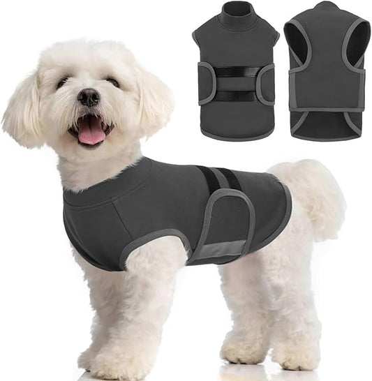 MIGOHI Dog Anxiety Relief Coat,Comfort Anxiety Vest for Dogs,Adjustable Dog Anxiety Calming Wrap for Fireworks,Thunderstorm,Travel,Separation,Anxiety Jacket for Small Dogs,XS,Gray